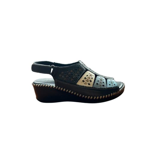 Sandalias de cuña mujer | 48 Hours marino combinadas, piel calada