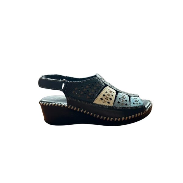 Sandalias de cuña mujer | 48 Hours marino combinadas, piel calada