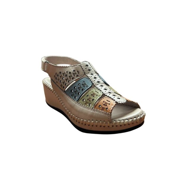 Sandalias de cuña mujer | 48 Hours cuero combinadas, piel calada