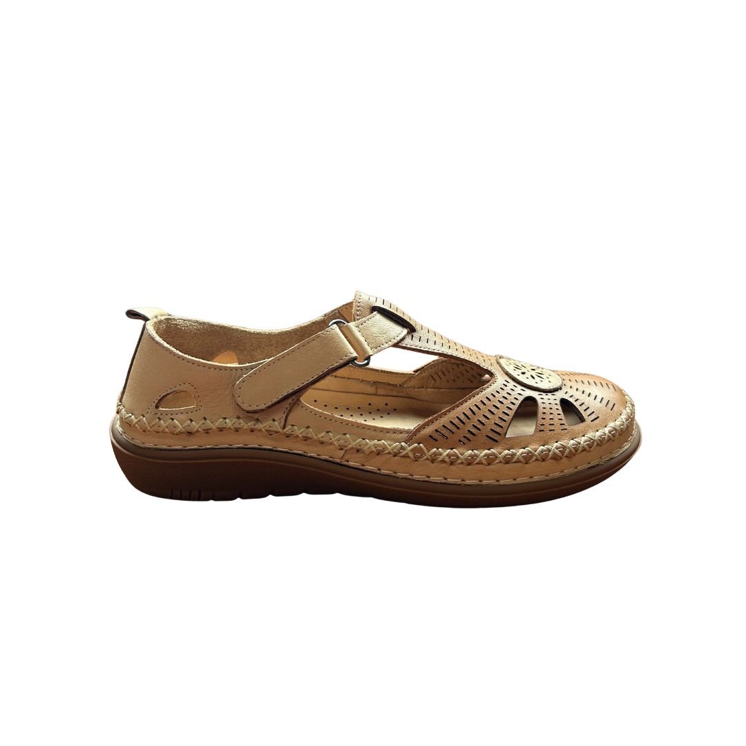 Sandalias cerradas mujer 48 horas | De cuero caladas, velcro