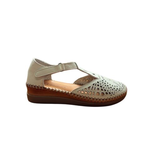 Sandalias cerradas mujer | 48 Horas crema caladas, velcro