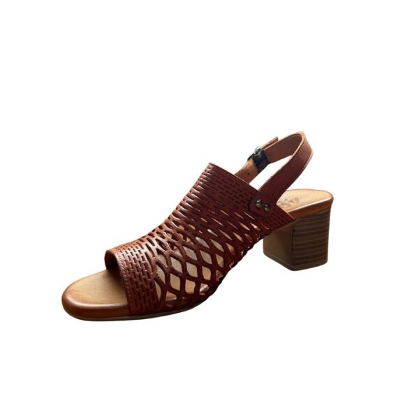 Sandalia tacon 48h (4) Sandalias cómodas mujer | 48 Hours piel color cuero, tacón ancho
