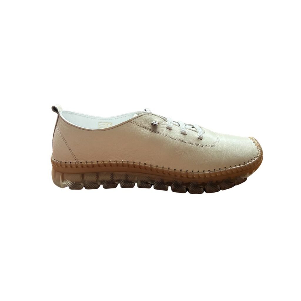 Zapatos cómodos de piel mujer 48 Hours beige | Cordón elástico