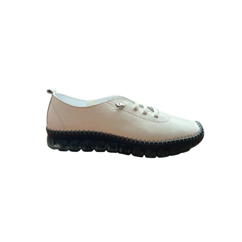 Zapatos cómodos de piel mujer 48 Hours blancos | Cordón elástico