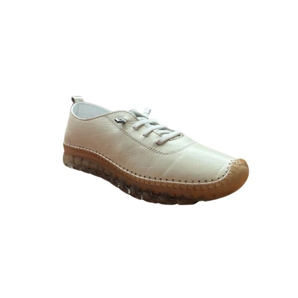 Zapato 48h (11) Zapatos cómodos de piel mujer 48 Hours beige | Cordón elástico