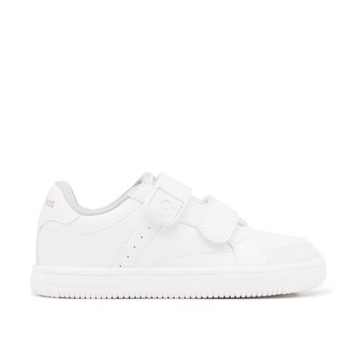 Zapatillas colegiales respetuosas blancas y grises Conguitos con doble velcro