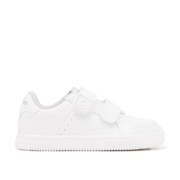 Zapatillas colegiales respetuosas blancas y grises Conguitos con doble velcro