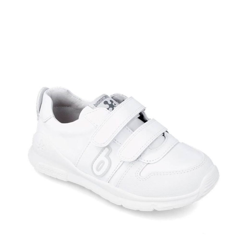 Zapatillas colegiales blancas Biomecanics con velcro